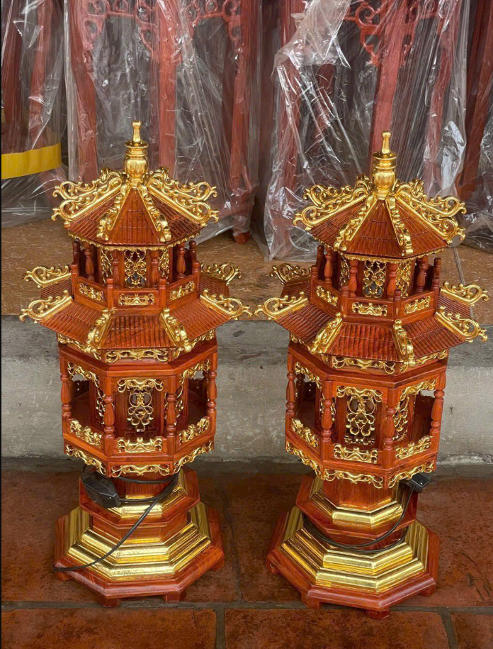 Lô đèn thờ gỗ hương ta siêu đep